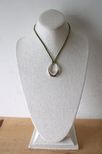 Premier Designs Green Leather Sterling Silver Necklace