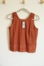 NEW LOFT Terracotta Cotton Eyelet Top | XS Petite