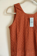 NEW LOFT Terracotta Cotton Eyelet Top | XS Petite