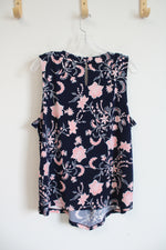 NEW Magnolia Grace Navy & Pink Floral Sleeveless Top | XL