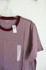NEW Old Navy Maroon & White Striped Cotton Shirt | L