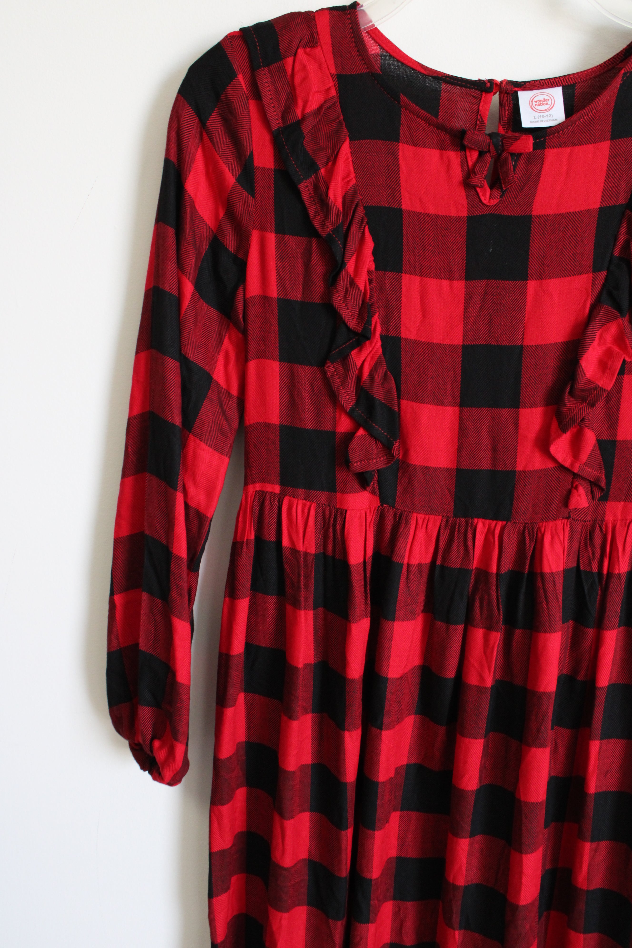 red buffalo check dress The Red & Black Lumberjack | Red Buffalo Check Christmas Wrap Dress | Size M