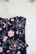 NEW Magnolia Grace Navy & Pink Floral Sleeveless Top | XL