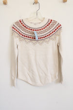 NEW LOFT Cream Gold Knit Ski Sweater | XXS Petite