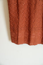 NEW LOFT Terracotta Cotton Eyelet Top | XS Petite