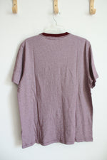 NEW Old Navy Maroon & White Striped Cotton Shirt | L
