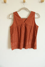 NEW LOFT Terracotta Cotton Eyelet Top | XS Petite