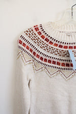 NEW LOFT Cream Gold Knit Ski Sweater | XXS Petite