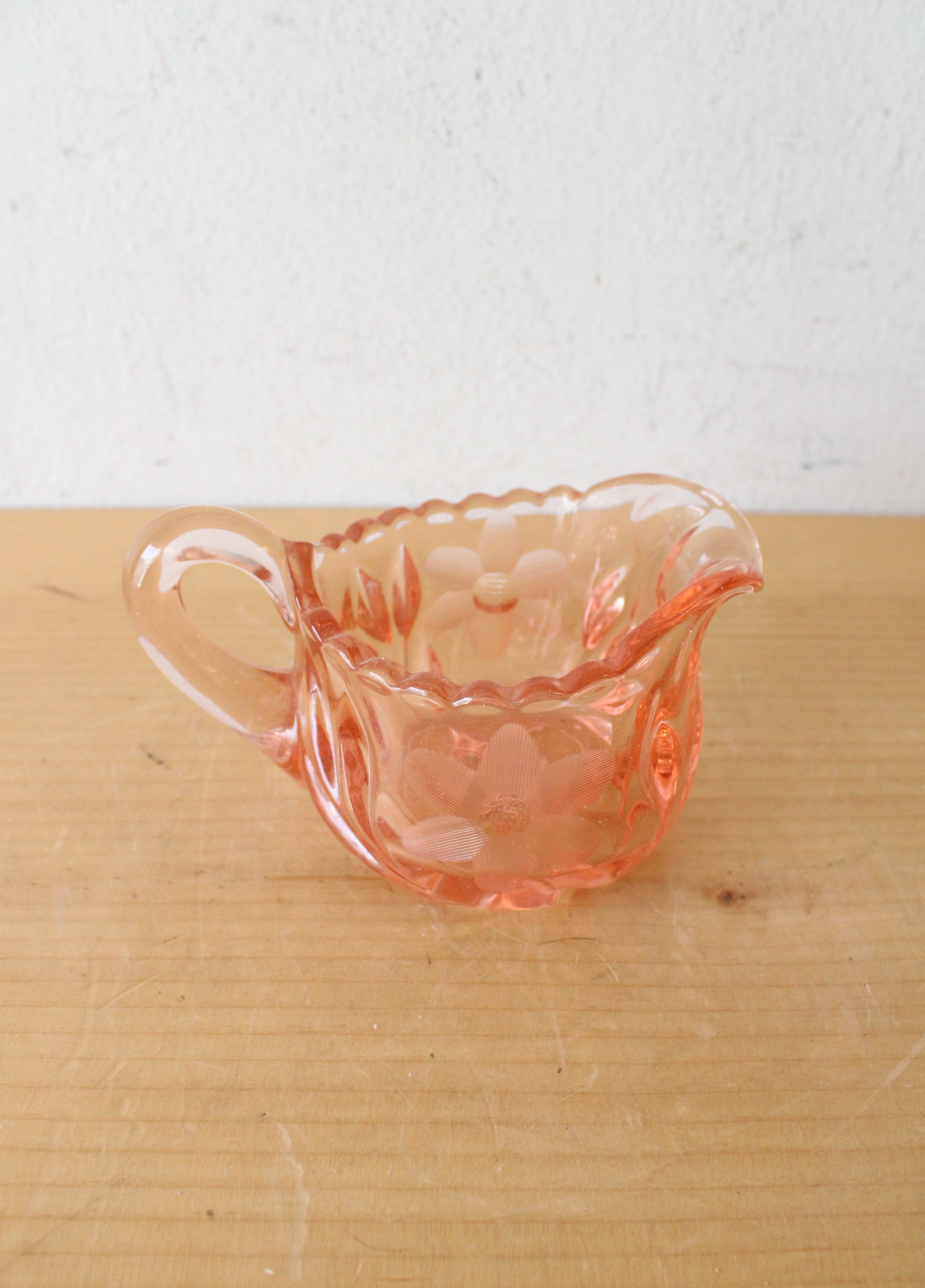 EAPG McKee 6 Petals & Star Pink Depression Glass Creamer Sugar & Toothpick Holder Set