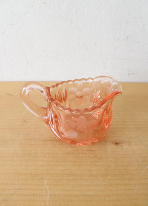 EAPG McKee 6 Petals & Star Pink Depression Glass Creamer Sugar & Toothpick Holder Set