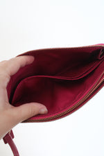 Coach Signature Brown Pink Trim Double Zip Wristlet