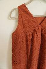 NEW LOFT Terracotta Cotton Eyelet Top | XS Petite