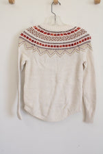 NEW LOFT Cream Gold Knit Ski Sweater | XXS Petite