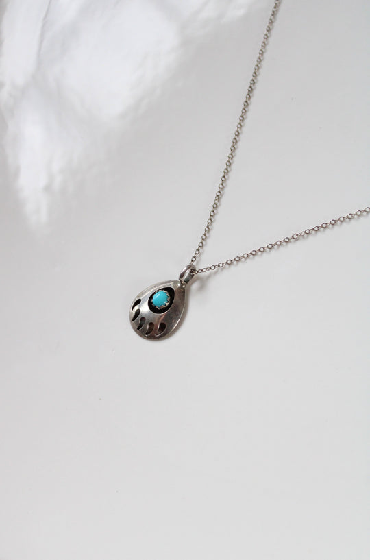 Turquoise Bear Paw Pendant Necklace