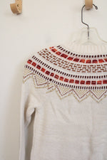 NEW LOFT Cream Gold Knit Ski Sweater | XXS Petite