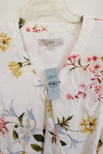 NEW LOFT White floral Flutter Wrap Dress | 0 Petite