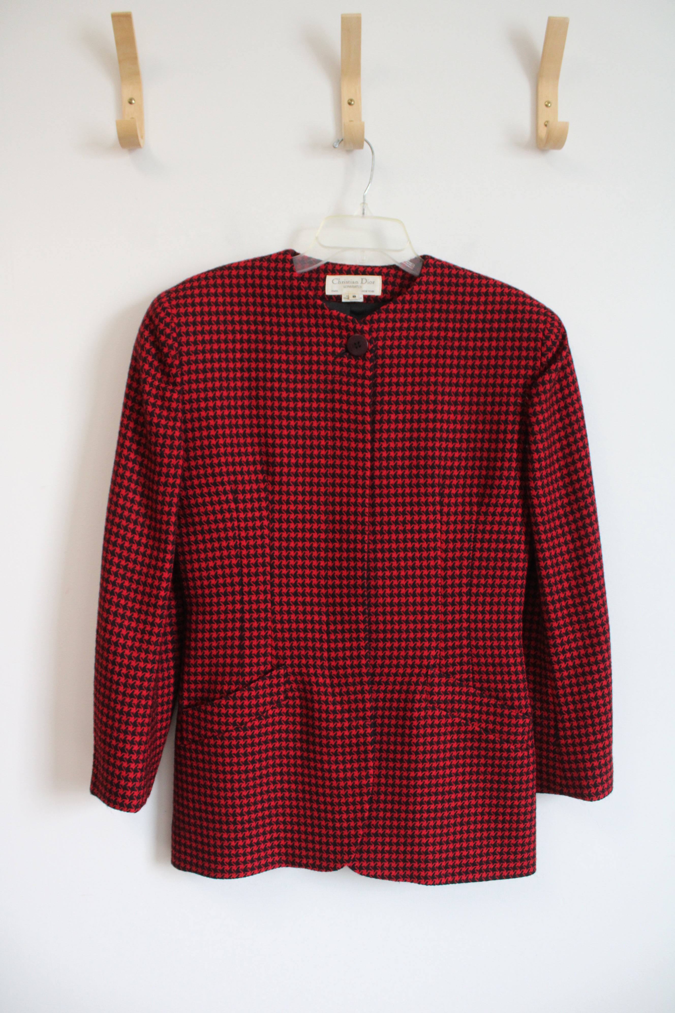Christian Dior Red & Black Plaid Wool Jacket | 8