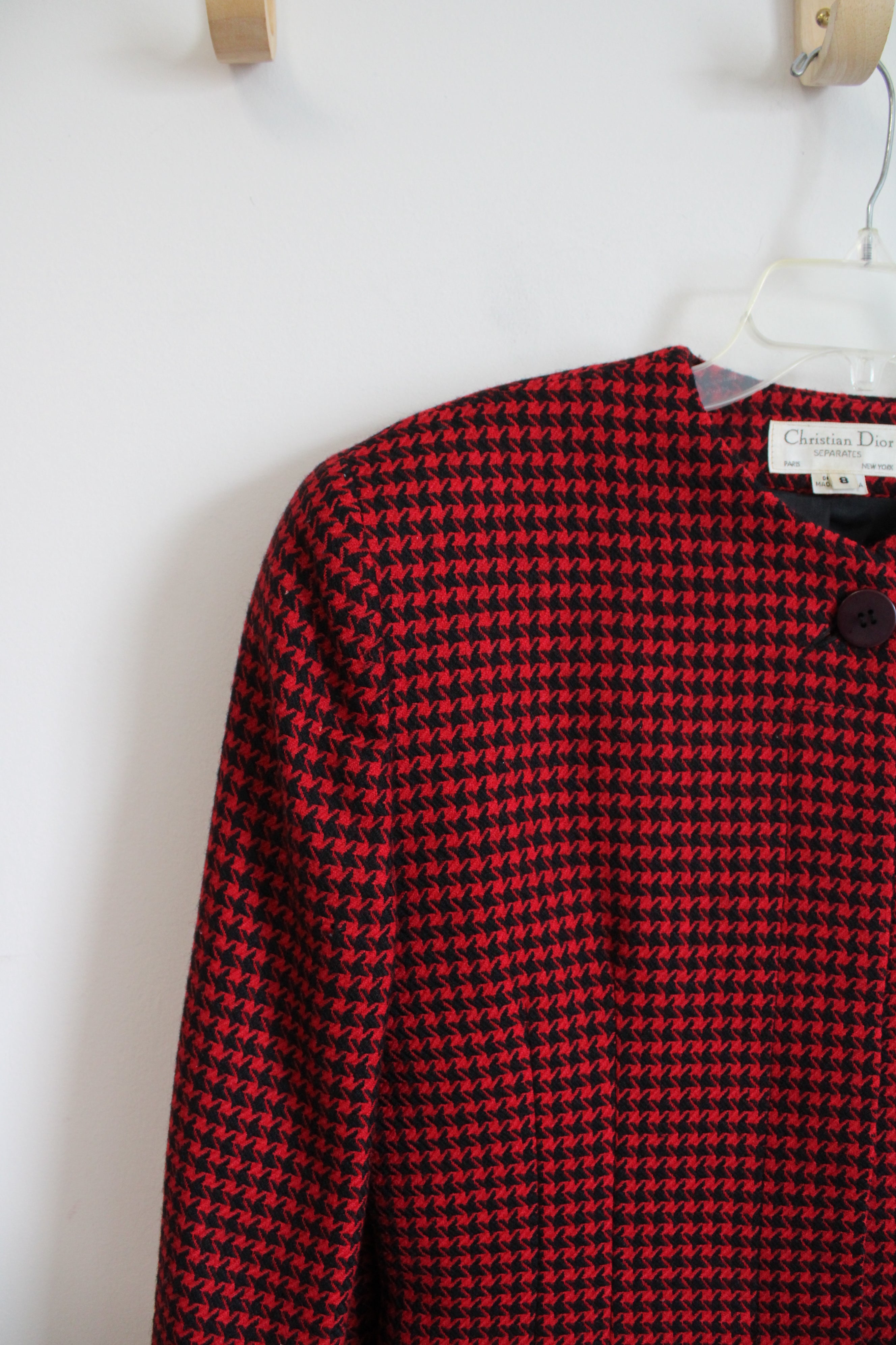 Christian Dior Red & Black Plaid Wool Jacket | 8