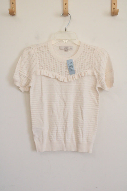 NEW LOFT Cream Knit Top | XXS Petite