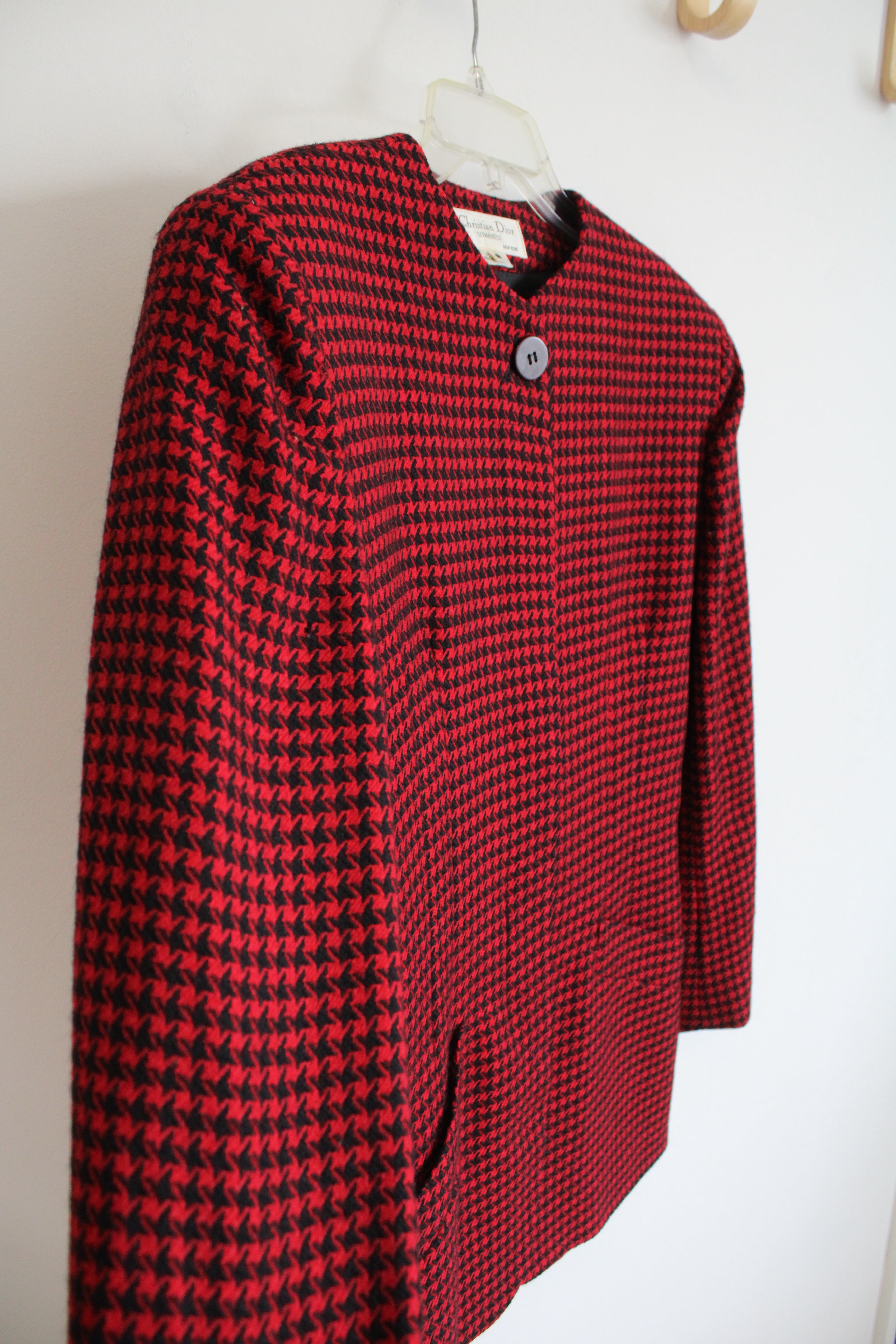 Christian Dior Red & Black Plaid Wool Jacket | 8
