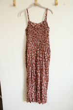 Old Navy Terracotta Orange White Vine Pattern Jumpsuit | M