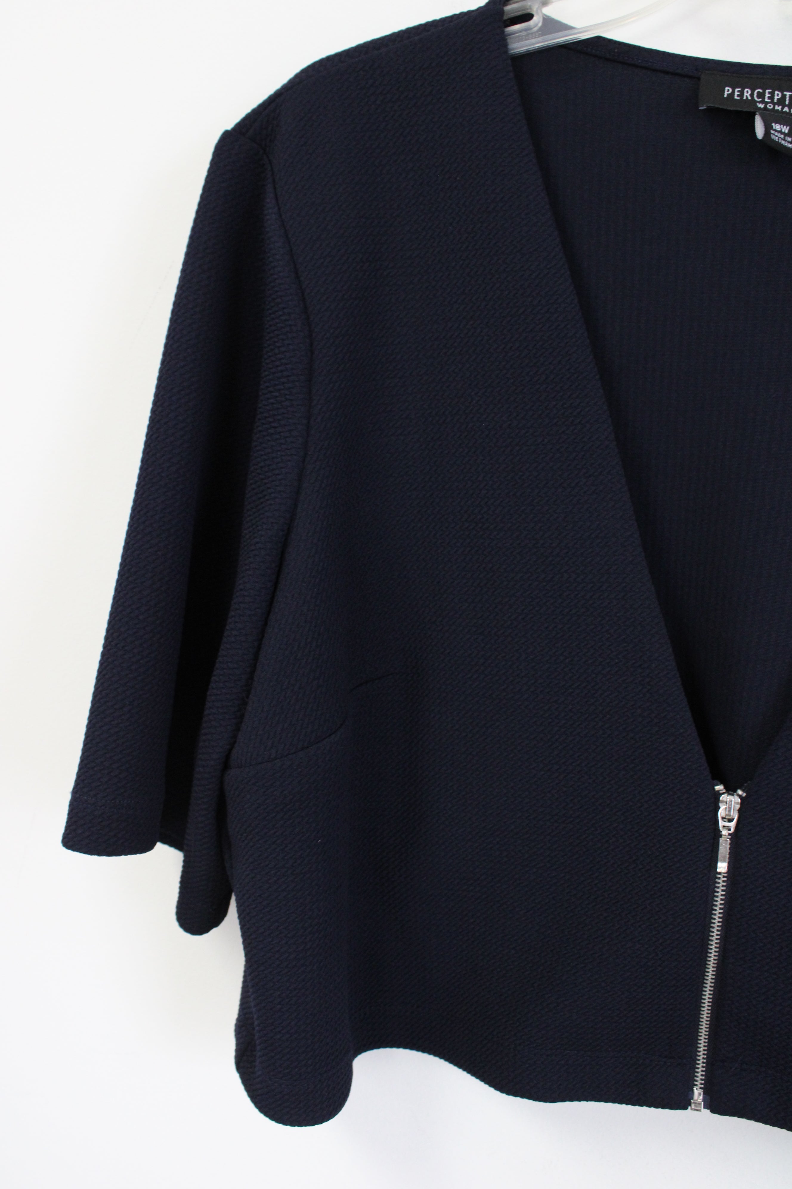 Perceptions Navy Blue Zip Up Shrug Cardigan | 18W