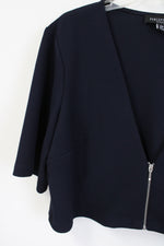 Perceptions Navy Blue Zip Up Shrug Cardigan | 18W