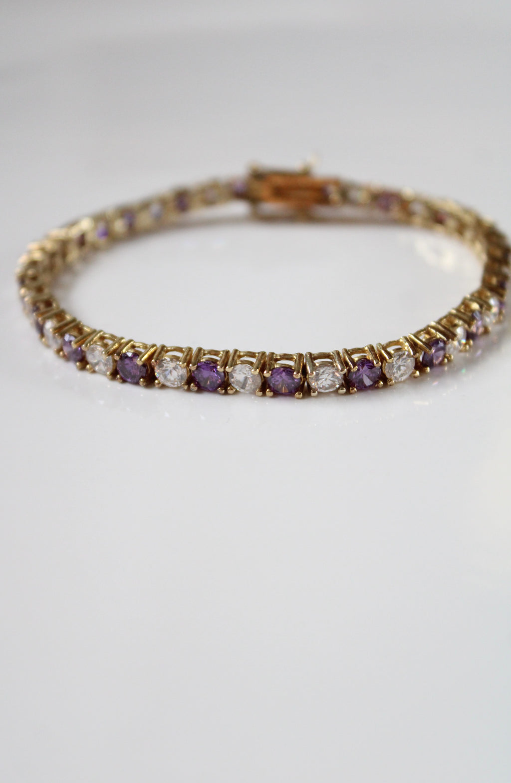 Gold Coated Amethyst & Clear Stone Bracelet