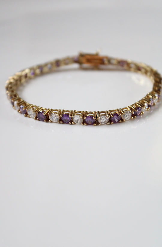 Gold Coated Amethyst & Clear Stone Bracelet