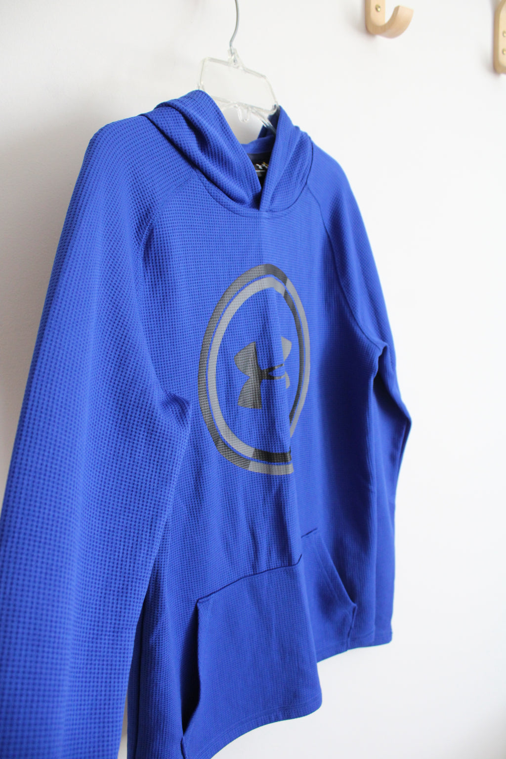 Under Armour Blue Black & Gray Logo Hoodie | Youth L