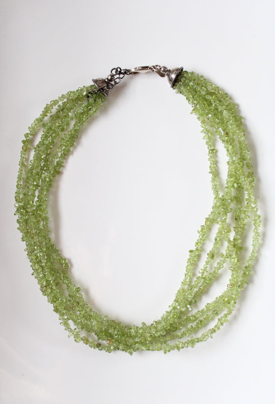 Silpada Peridot Beaded Sterling Silver Clasp Layered Necklace