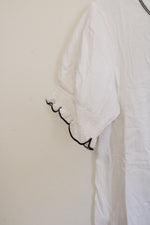 NEW LOFT White Black Stitch Tee | XXS Petite