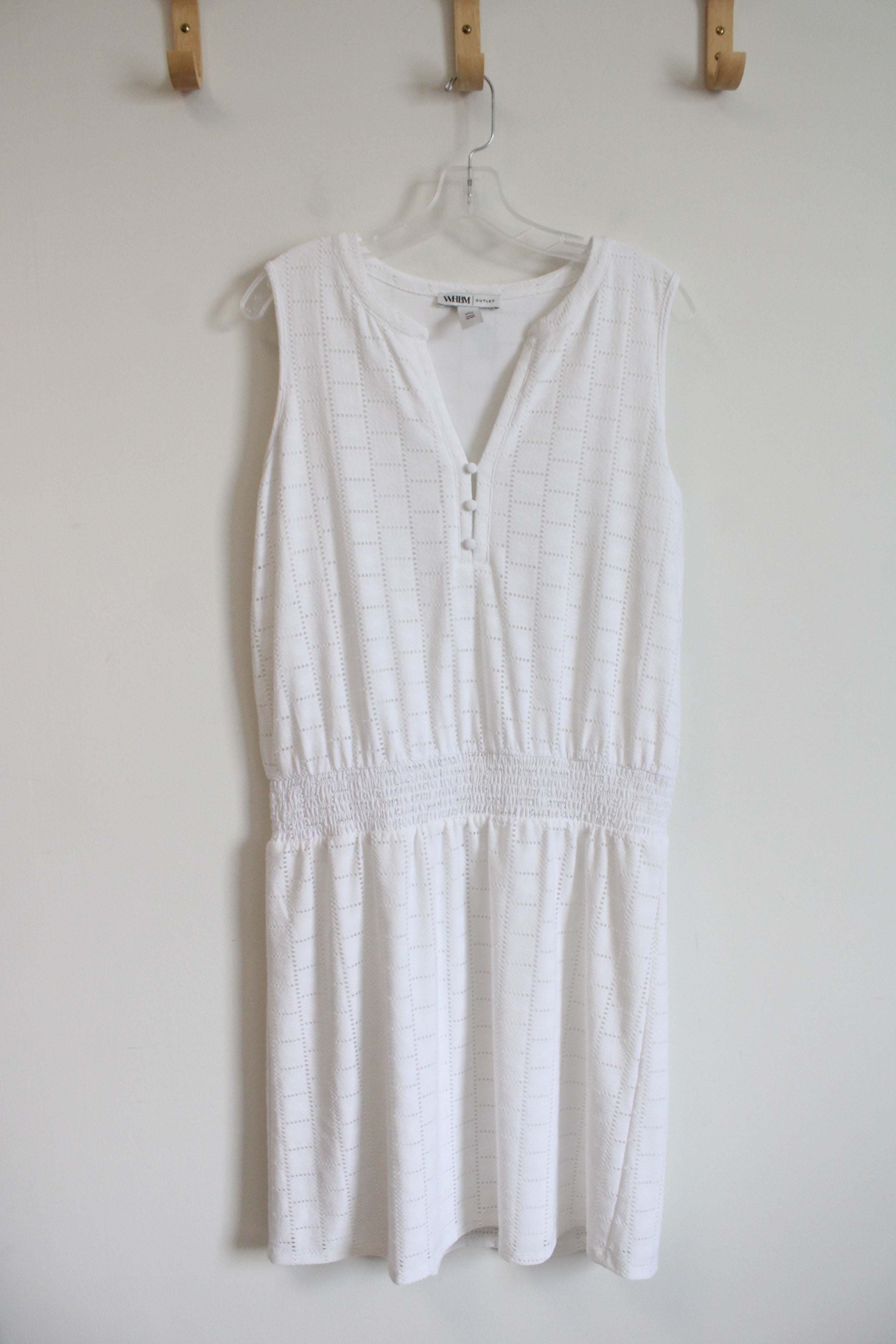 White House Black Market White Square Eyelet Dress | L