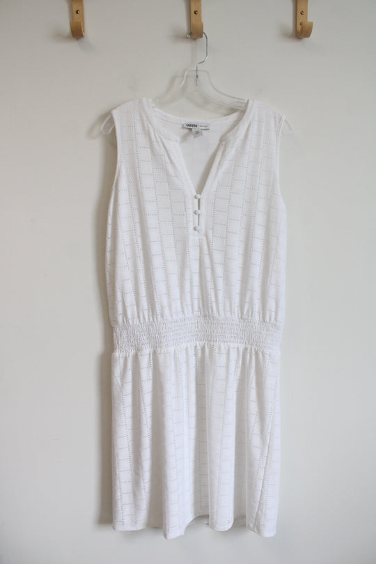 White House Black Market White Square Eyelet Dress | L