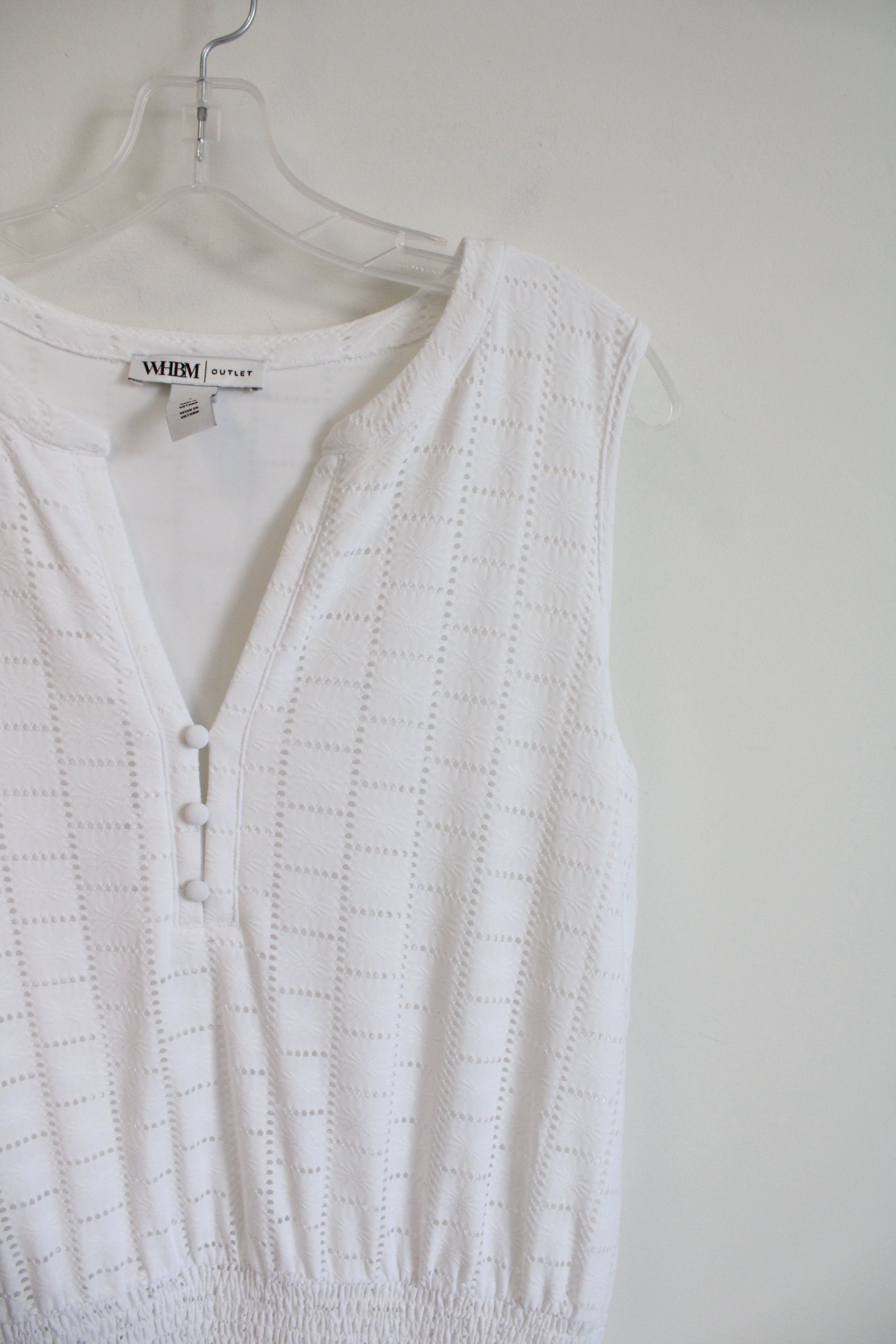 White House Black Market White Square Eyelet Dress | L