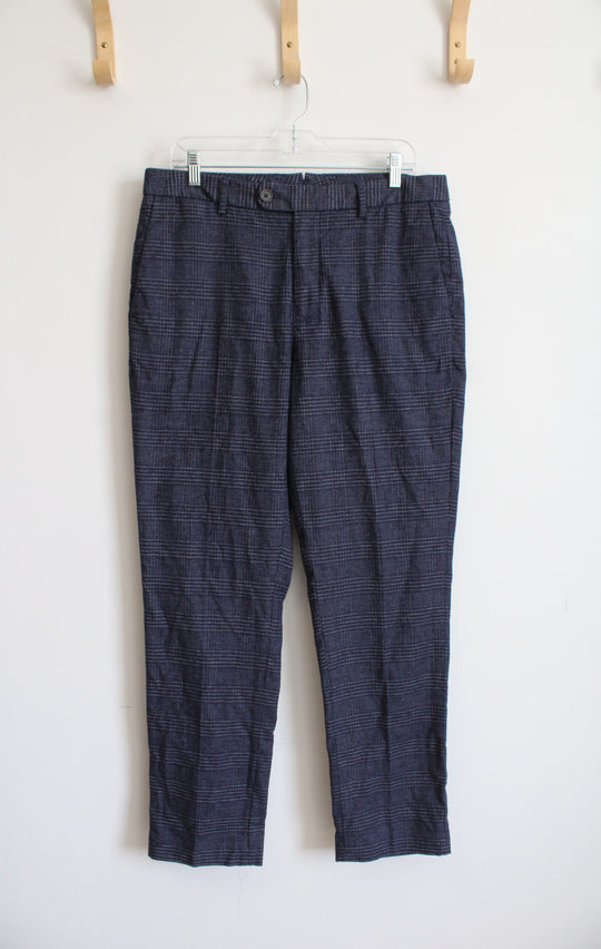 Bonobos Blue Plaid Slim Dress Pants | 33x30