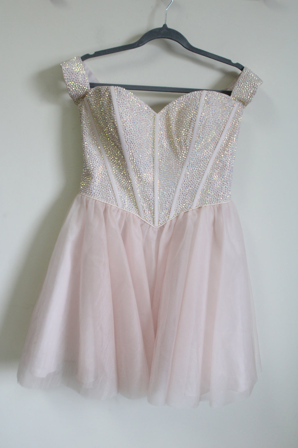 NEW Alyce Paris Corset Tulle French Pink Beaded Dress | 10