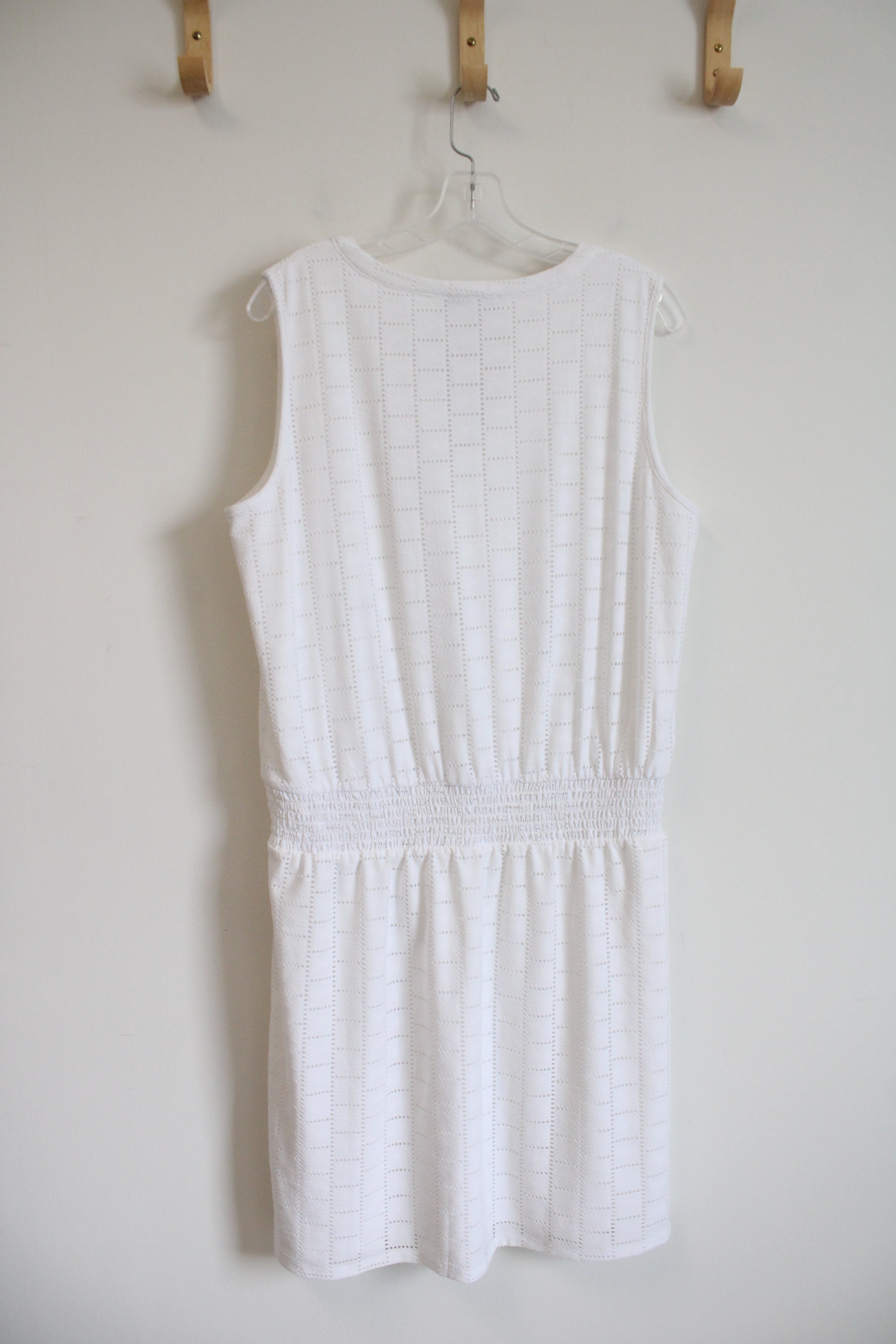 White House Black Market White Square Eyelet Dress | L