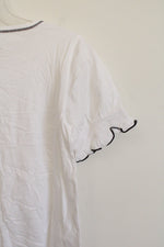 NEW LOFT White Black Stitch Tee | XXS Petite