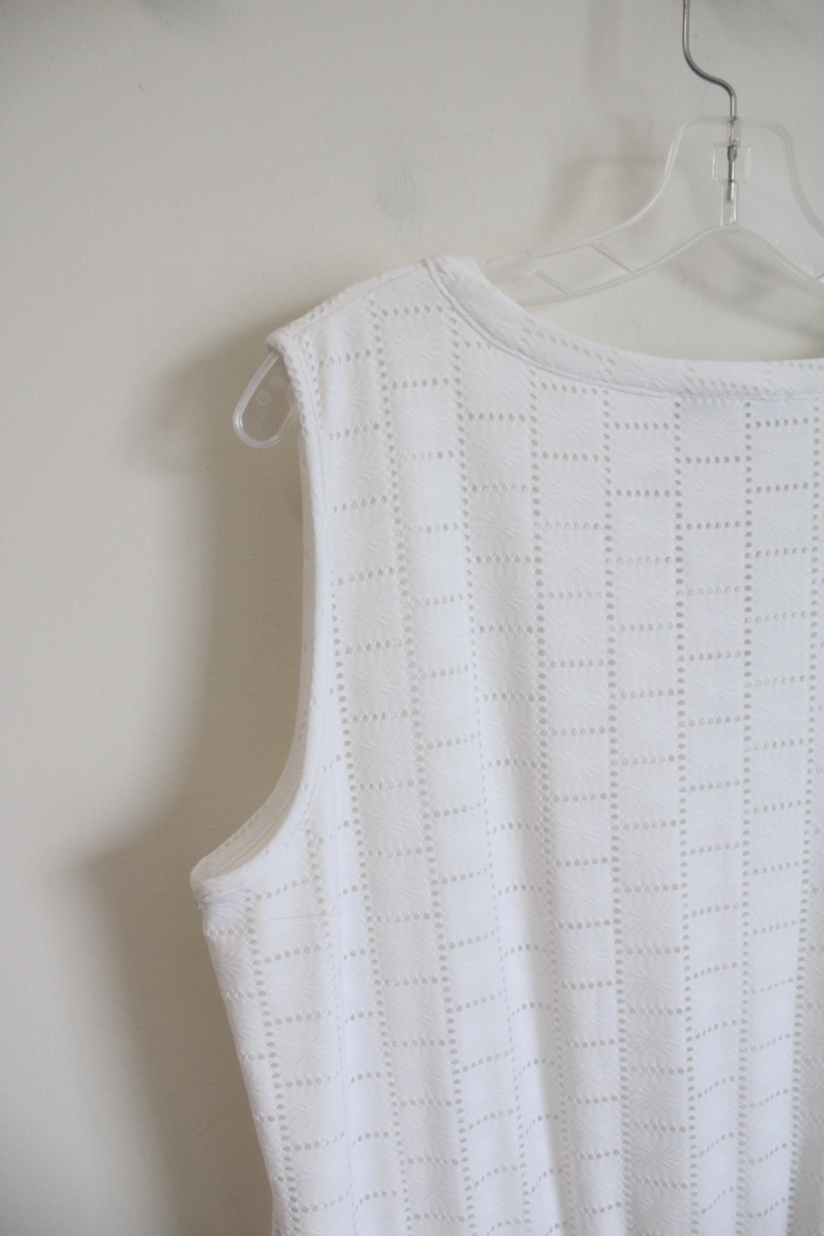 White House Black Market White Square Eyelet Dress | L