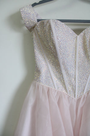 NEW Alyce Paris Corset Tulle French Pink Beaded Dress | 10