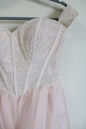 NEW Alyce Paris Corset Tulle French Pink Beaded Dress | 10