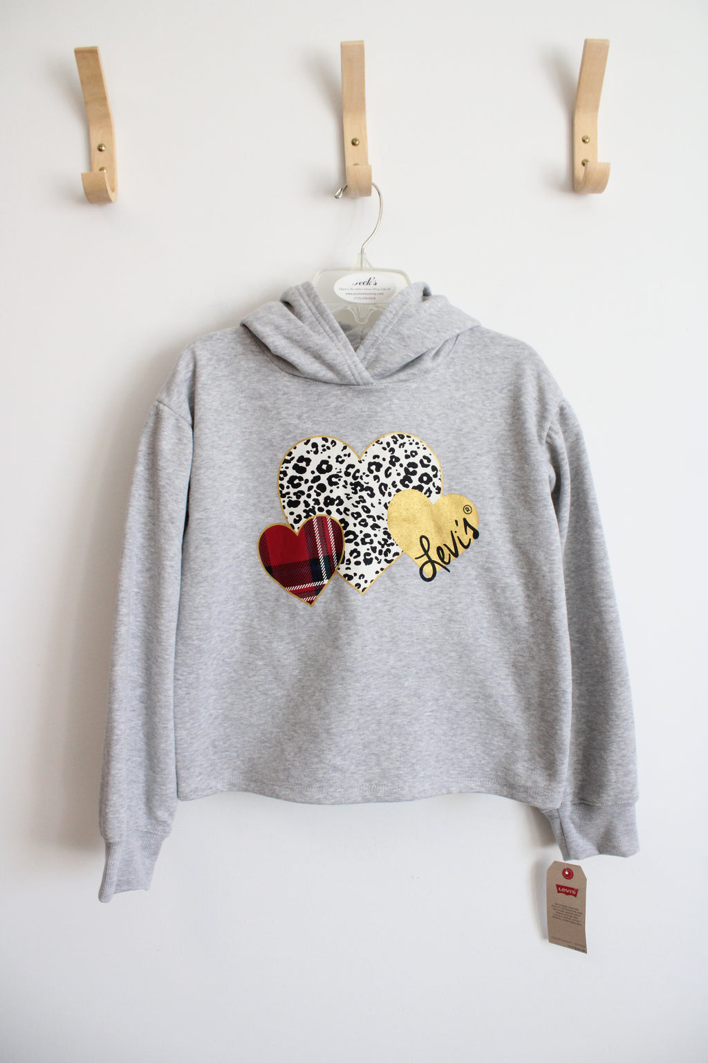 Levi's Gray Triple Heart Hoodie | Youth L