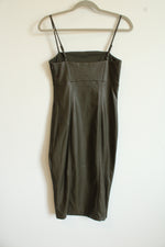Express Body Contour Green Vegan Leather Bodycon Dress | XS