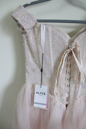 NEW Alyce Paris Corset Tulle French Pink Beaded Dress | 10