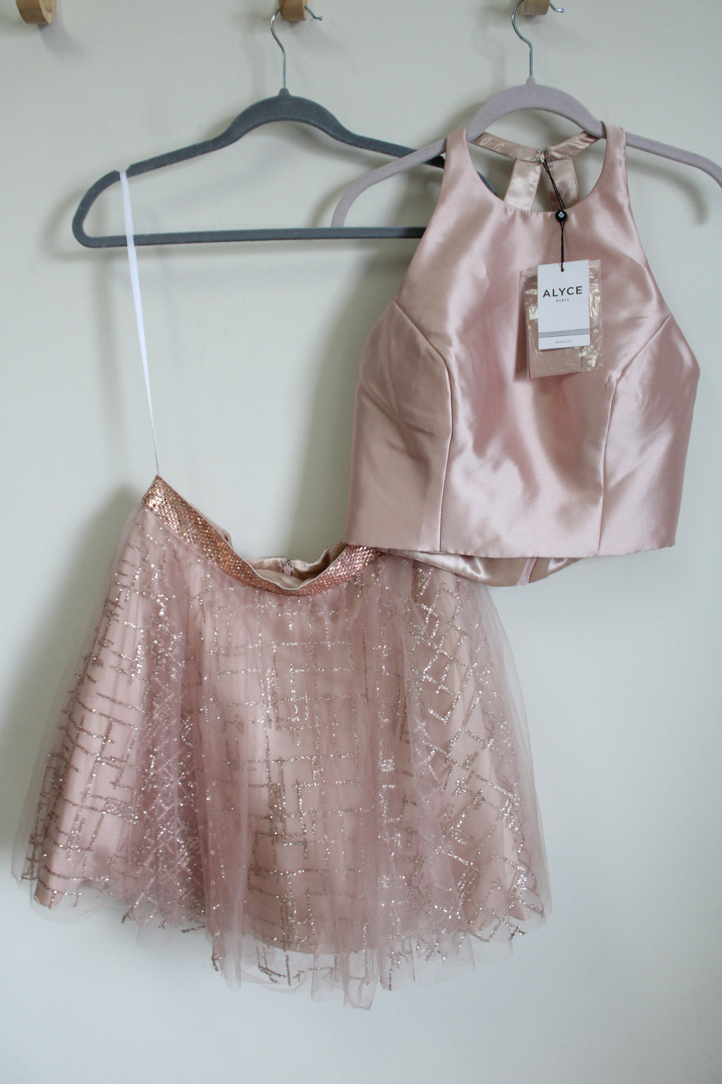 NEW Alyce Paris 2 Piece Pink Glitter Tulle Dress | 10