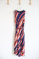 NEW A Pea In The Pod Navy Coral & White Striped Dress | S