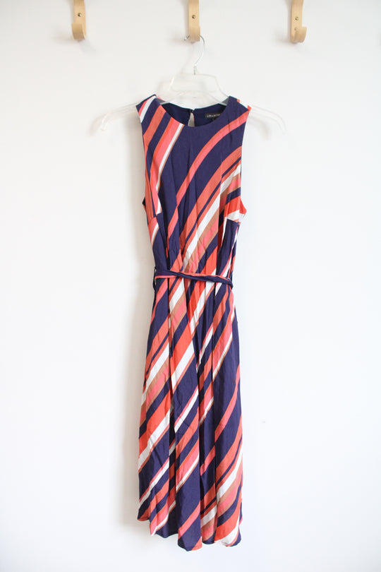 NEW A Pea In The Pod Navy Coral & White Striped Dress | S