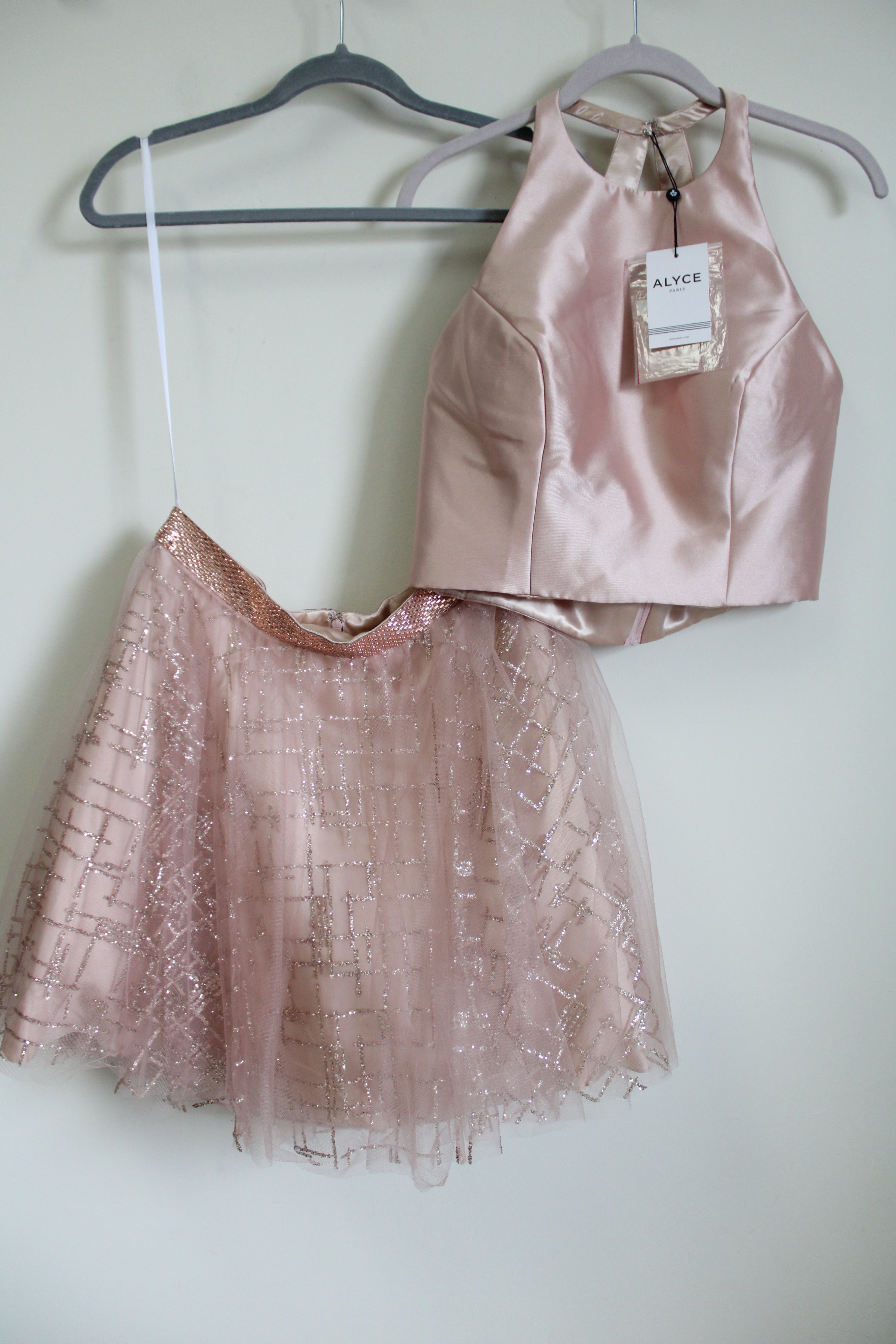 NEW Alyce Paris 2 Piece Pink Glitter Tulle Dress | 10