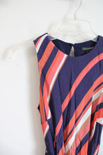 NEW A Pea In The Pod Navy Coral & White Striped Dress | S